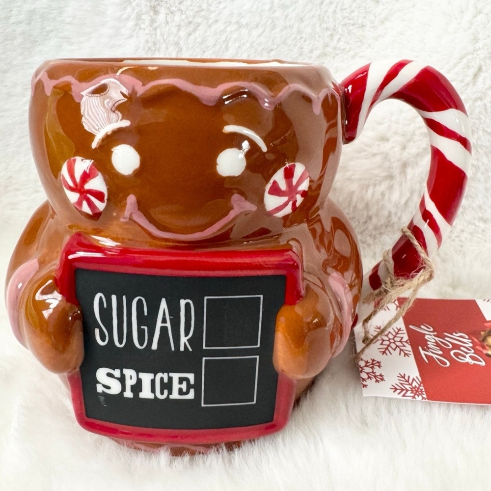 *NEW* Gingerbread Man Mug with Candy Cane Handle Holding Chalk Board
